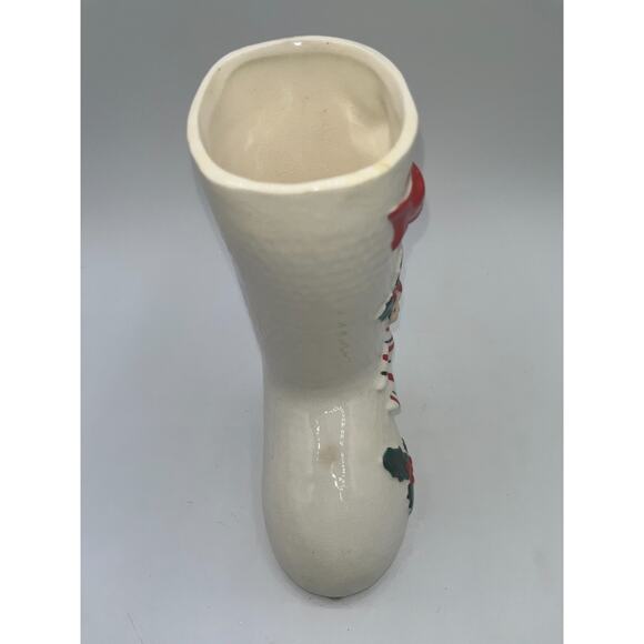 Vintage Ceramic Candy Cane Pixie Elf Christmas Boot Stocking Planter Vase Decor - Picture 5 of 16